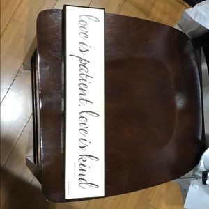 “Love is patient, Love is kind” wooden sign